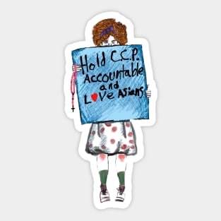 Hold C.C.P Accountable and Love Asians Sticker